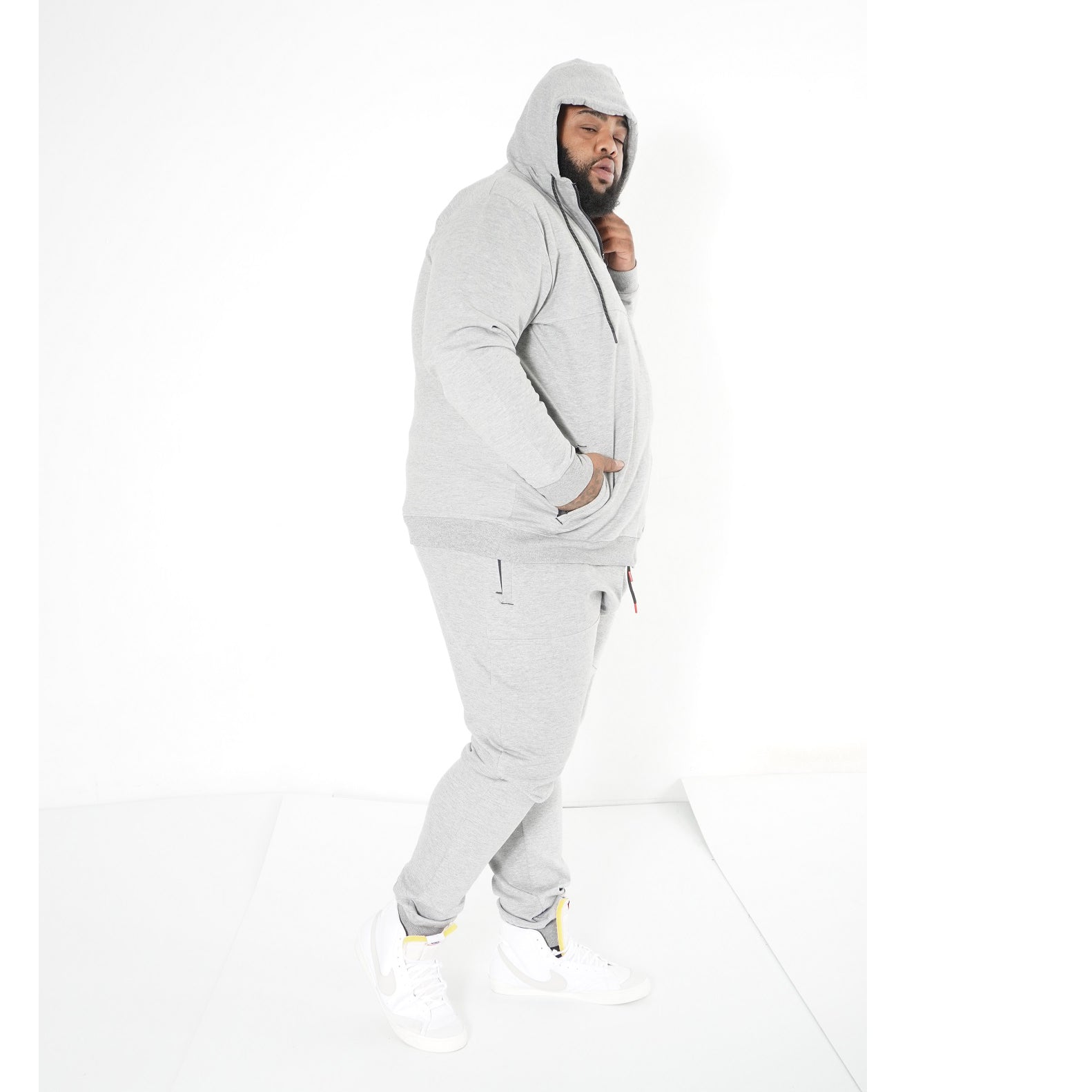 M3707 Tech Fleece Zip Up Hoodie Ṣeto - Grey