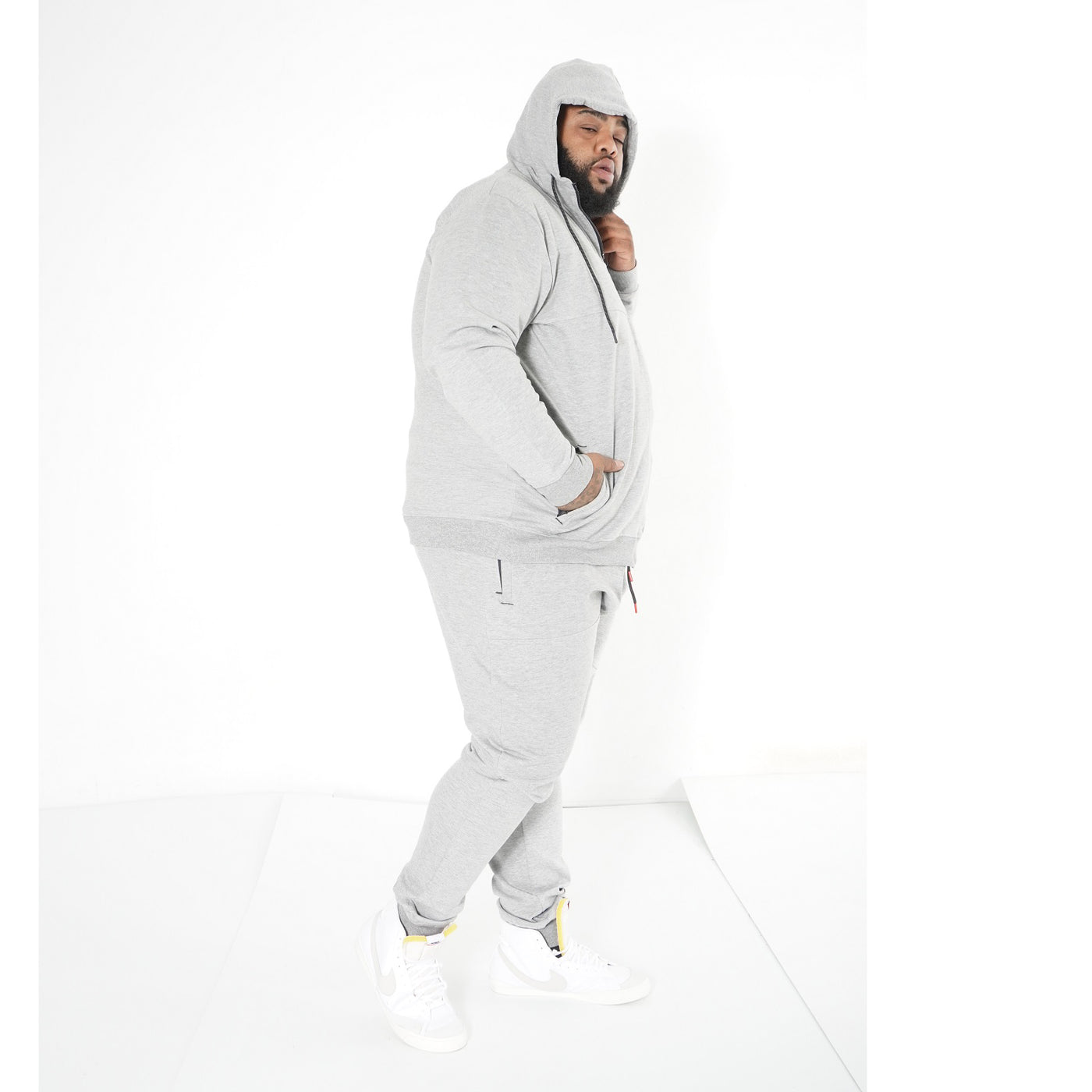 M3707 Tech Fleece Zip Up Hoodie Set - Gray