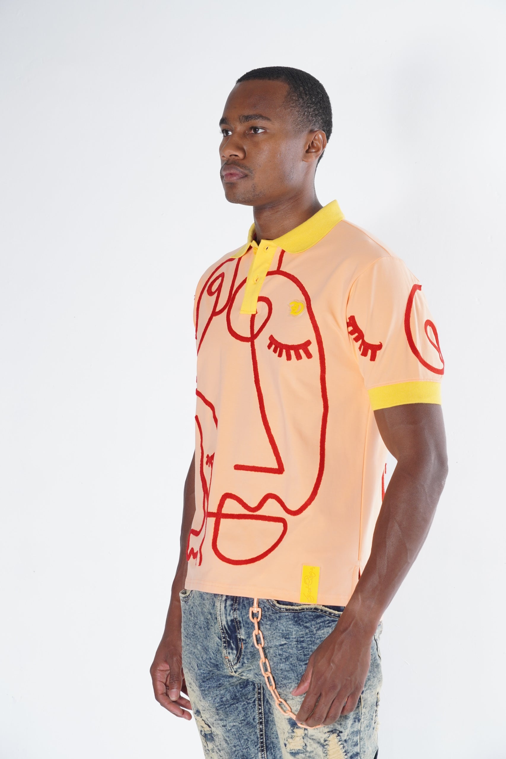 F236 Frost Face Polo Shirt - Peach