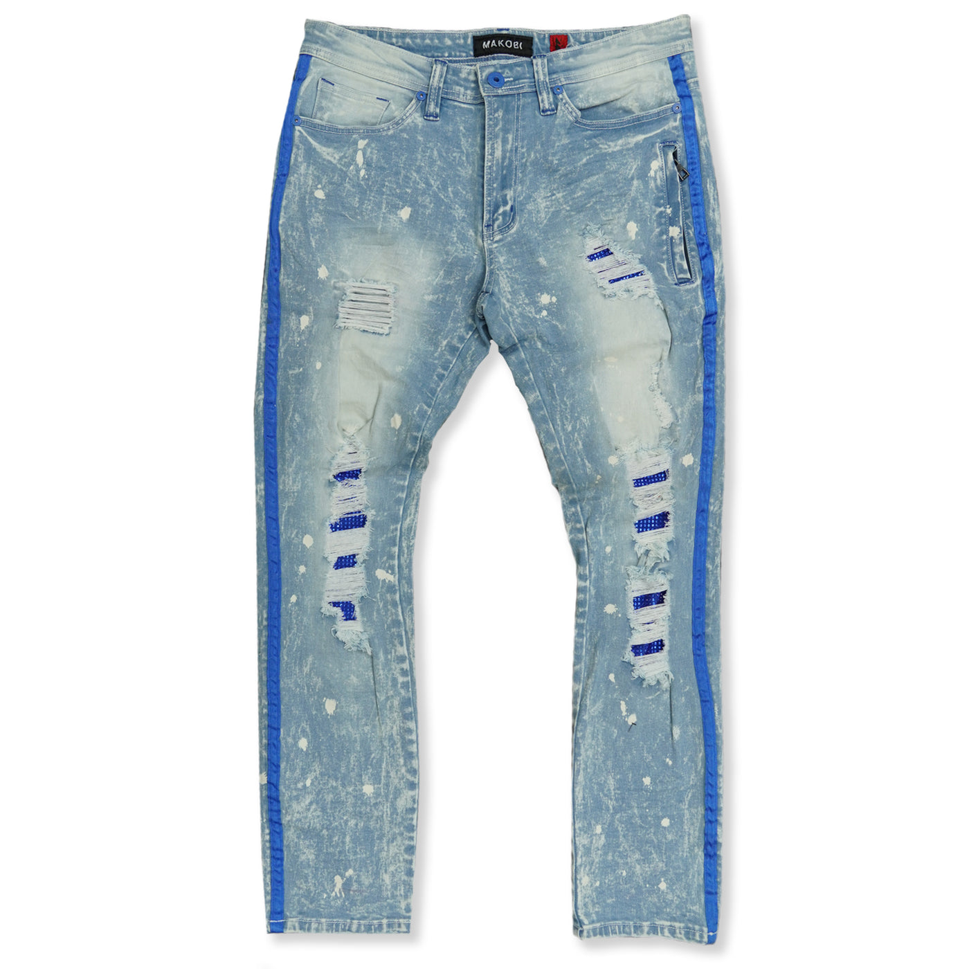 M1982 Pismo Shredded Jeans w/ side tape - Light wash