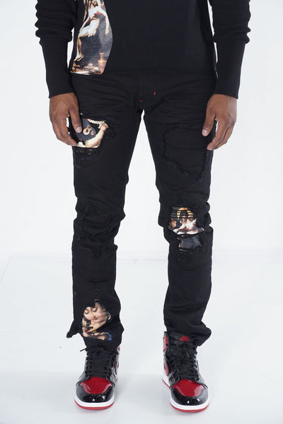 F1707 Frost Angel Denim Jeans - Black/Black