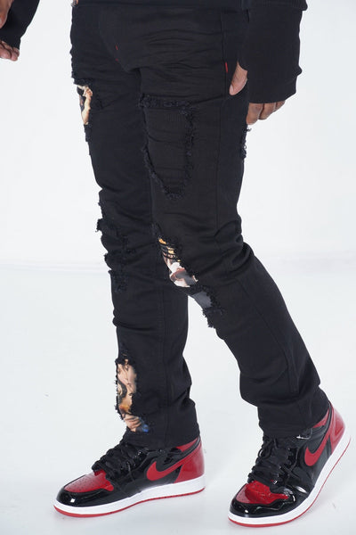 F1707 Frost Angel Denim Jeans - Black/Black