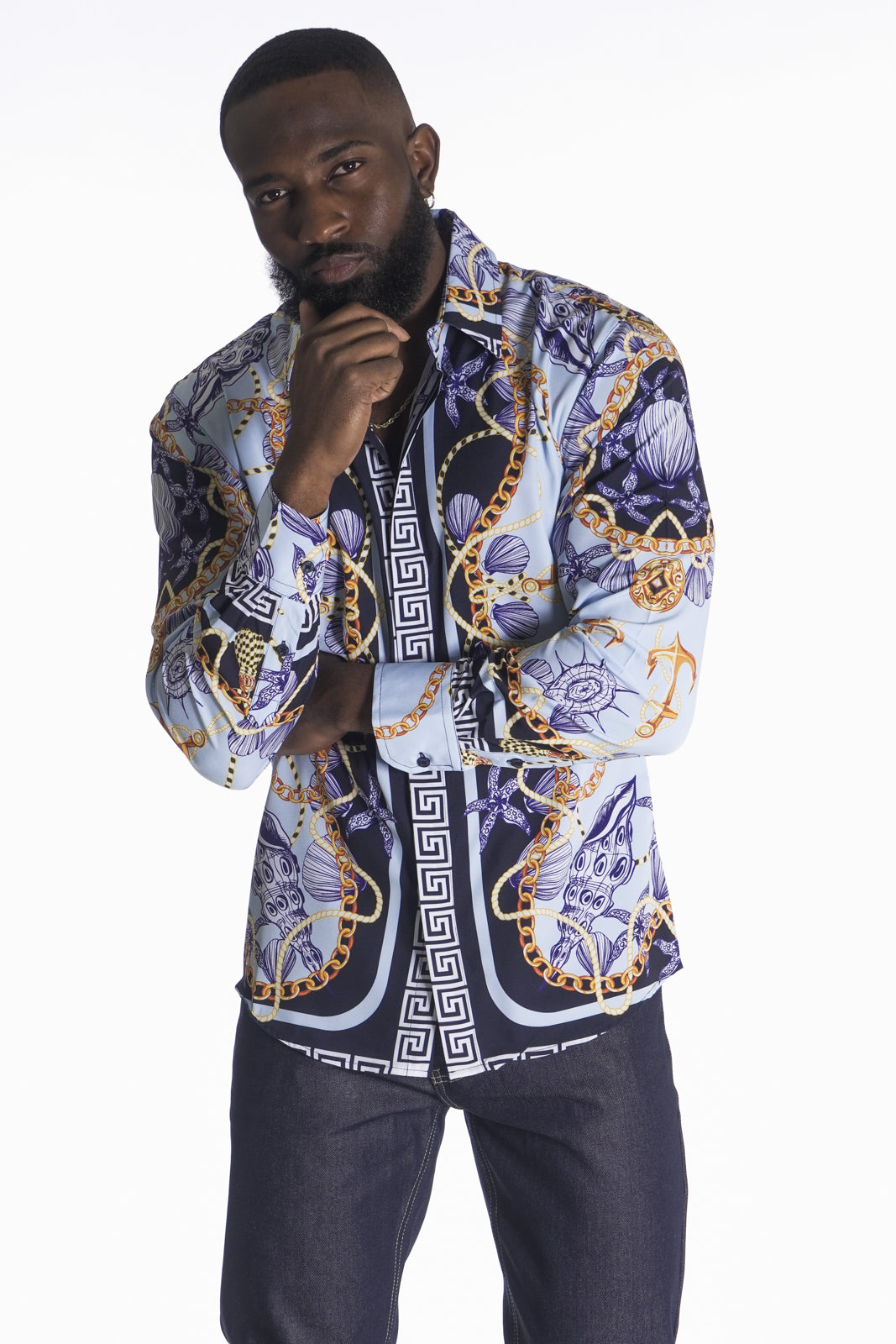 M1833 Capone tejede Shirt - Blue