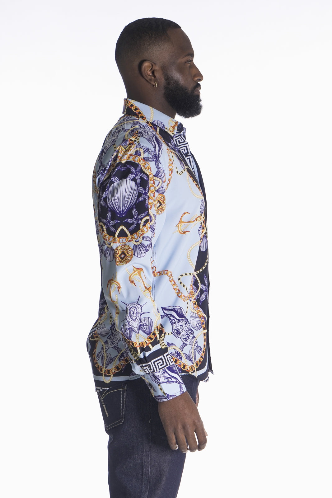 M1833 Capone Printed Shirt - Blue