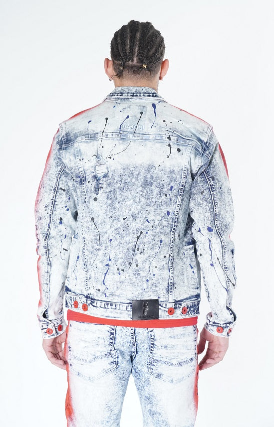 M1038 Paint Stroke Denim Jacket - Light Wash