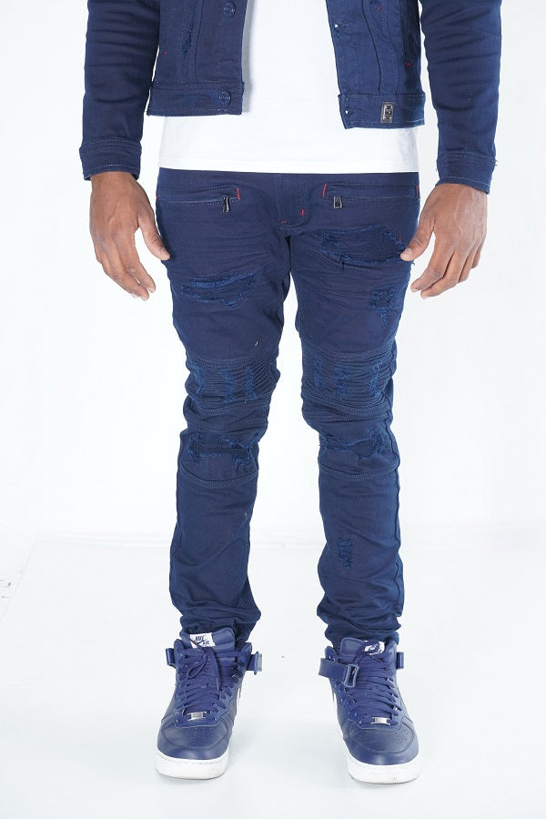 M1926 - Makobi Core Denim Biker Jeans - نیروی دریایی