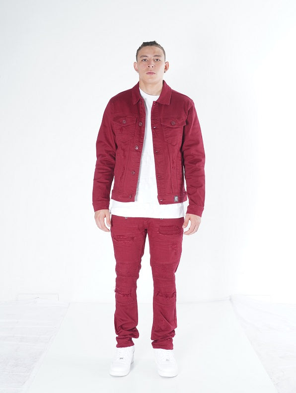 M1026 - Makobi Core Denim Jacket - Burgundy