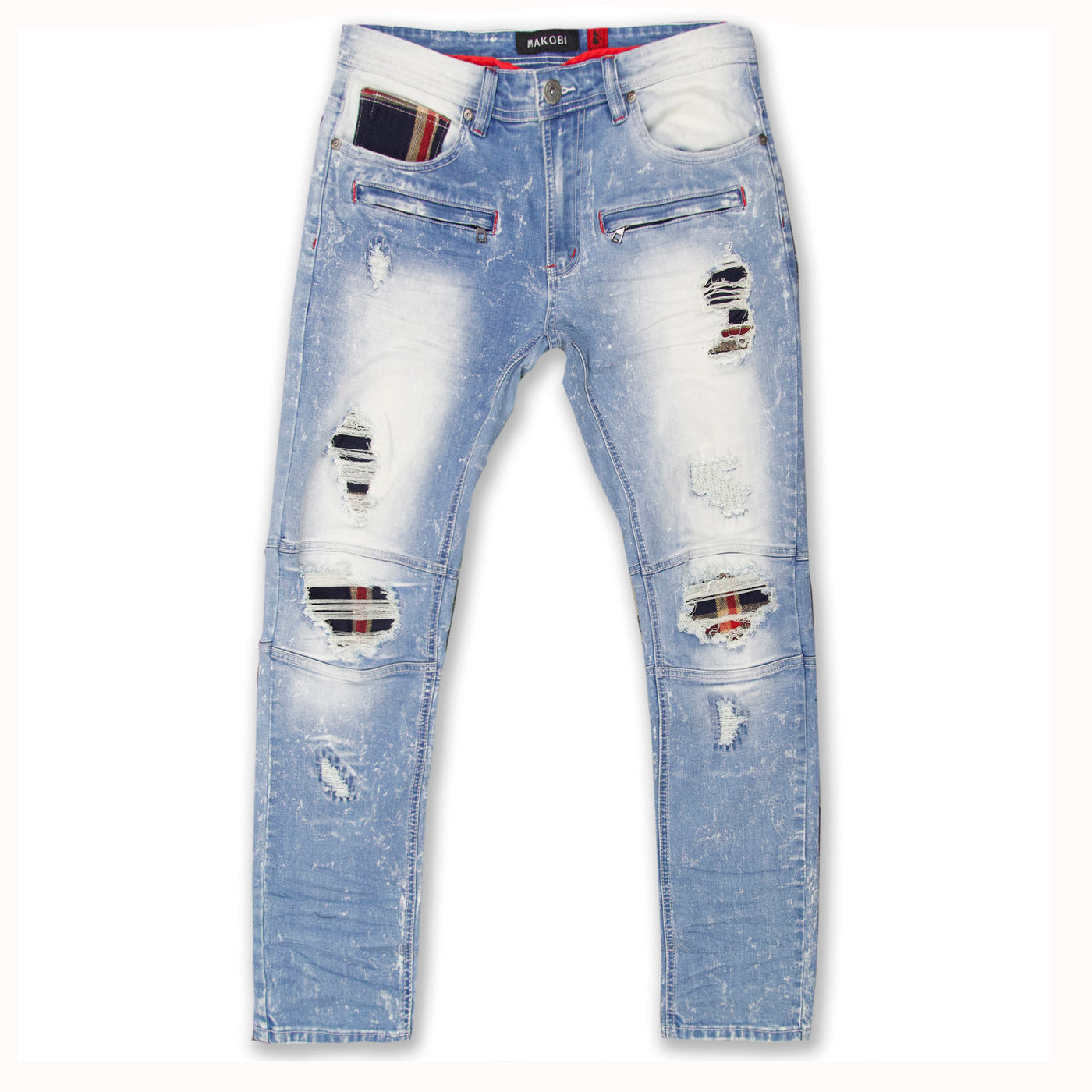 M1768 Makobi Malachy Jeans w / Itansan Underlay - Light Wẹ / ọgagun