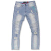 M1783 Makobi Cape Biker Jeans with Paint Splash - Light Wash