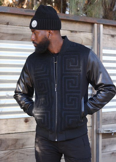 M4338 Adonis Wool Varsity Jacket - Black