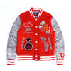 F1080 Otitọ Akara Wool Varsity Jacket - Pupa