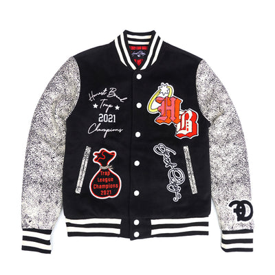 F1080 Honest Bread Wool Varsity Jacket - Black