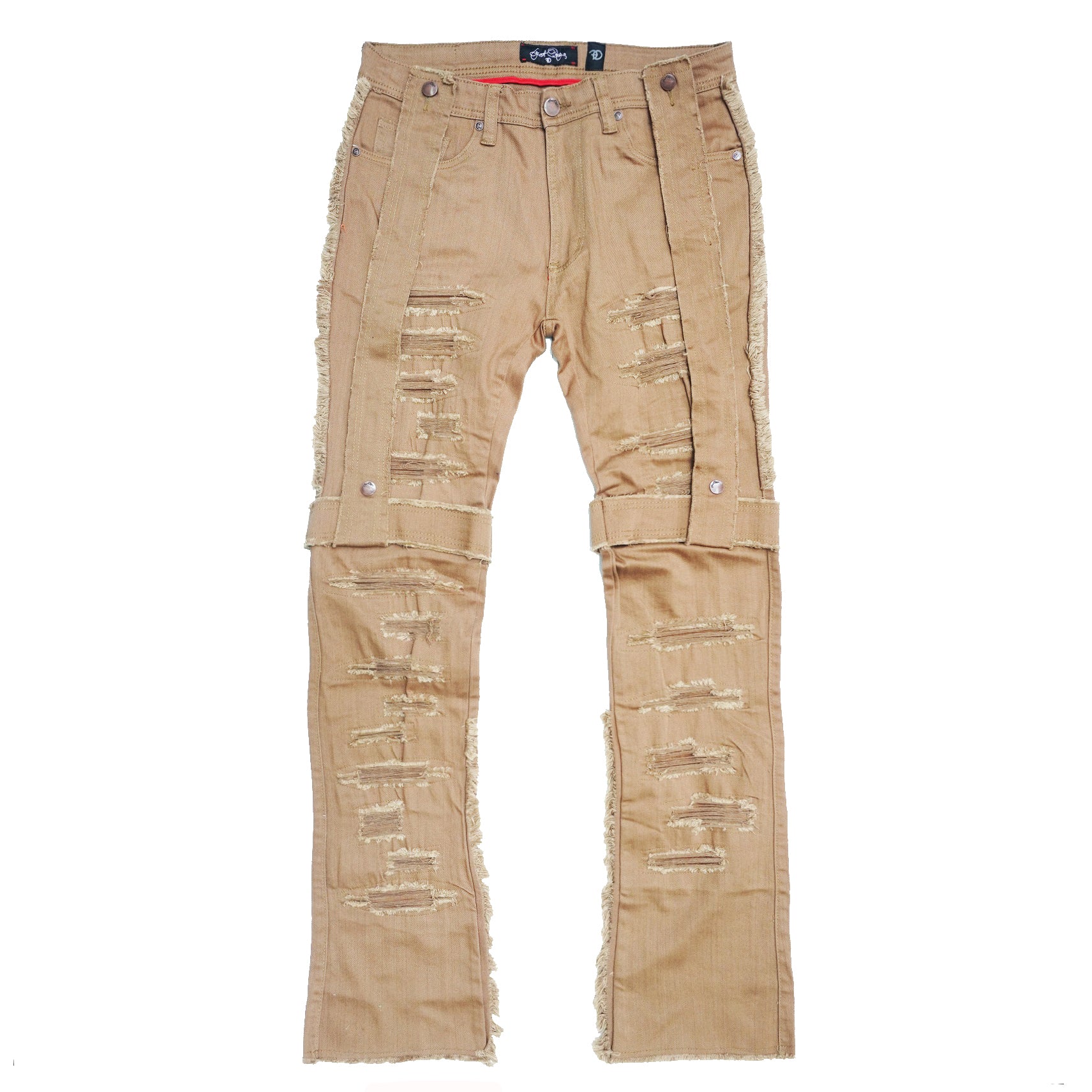 F1741 Frost Stack Jeans pẹlu Awọn okun - Khaki