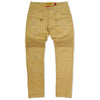 M1786 Makobi Prado Biker Jeans with Rip & Repair - Khaki