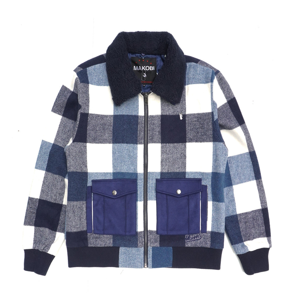 M1015 Dario Wool Plaid Jacket - Navy