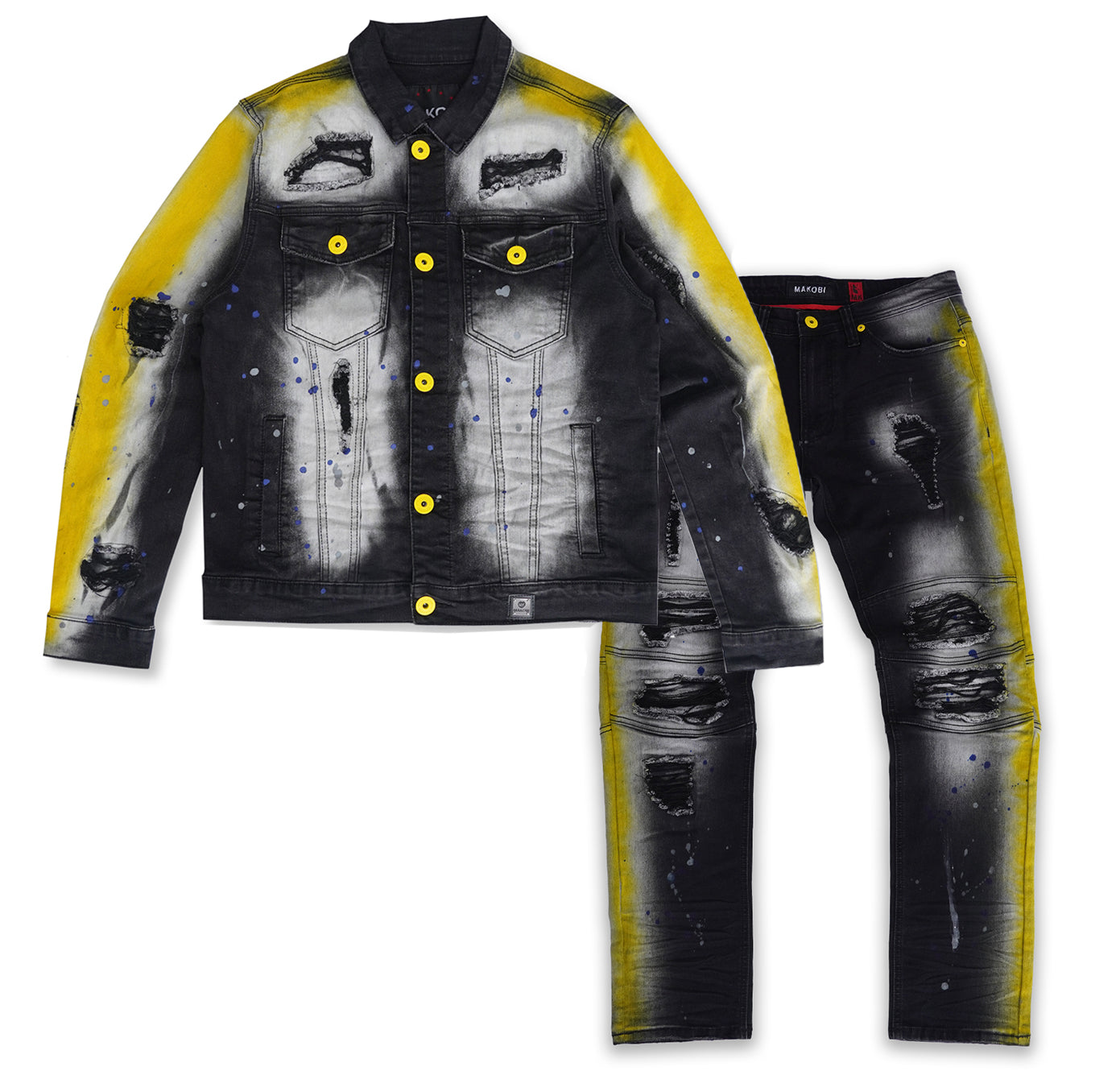 M1038 Kun Stroke Denimu jaketi - Black Wẹ