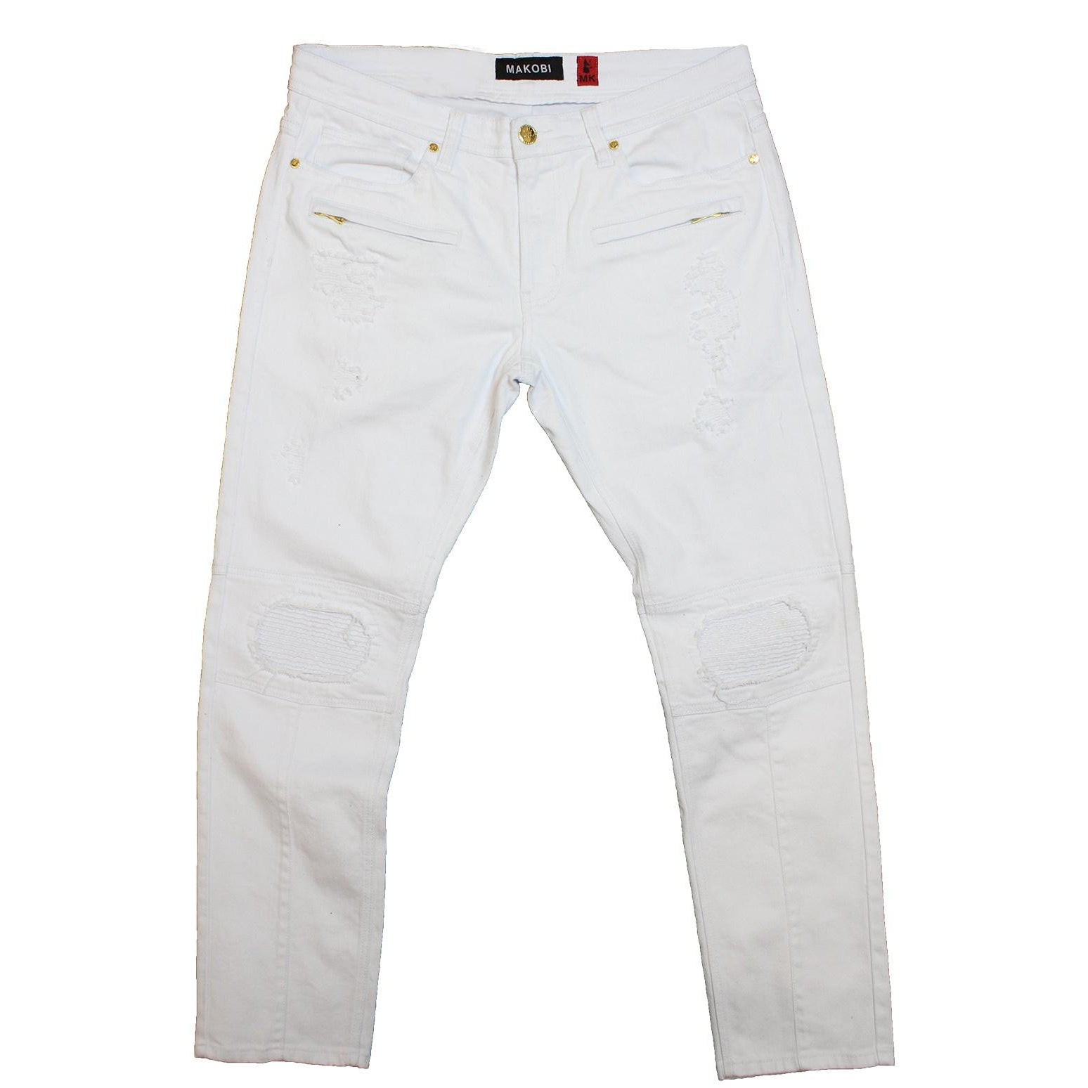 M1724 Makobi Moto Biker sokoto - White