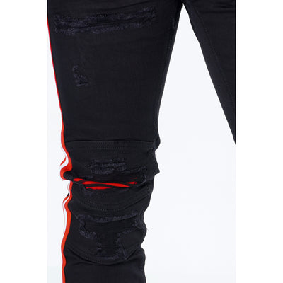 M1769 Makobi Cameo Denimu sokoto - Black / Red