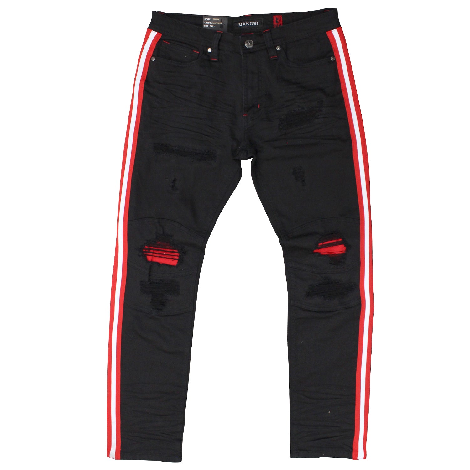 M1769 Makobi Cameo Denimu sokoto - Black / Red