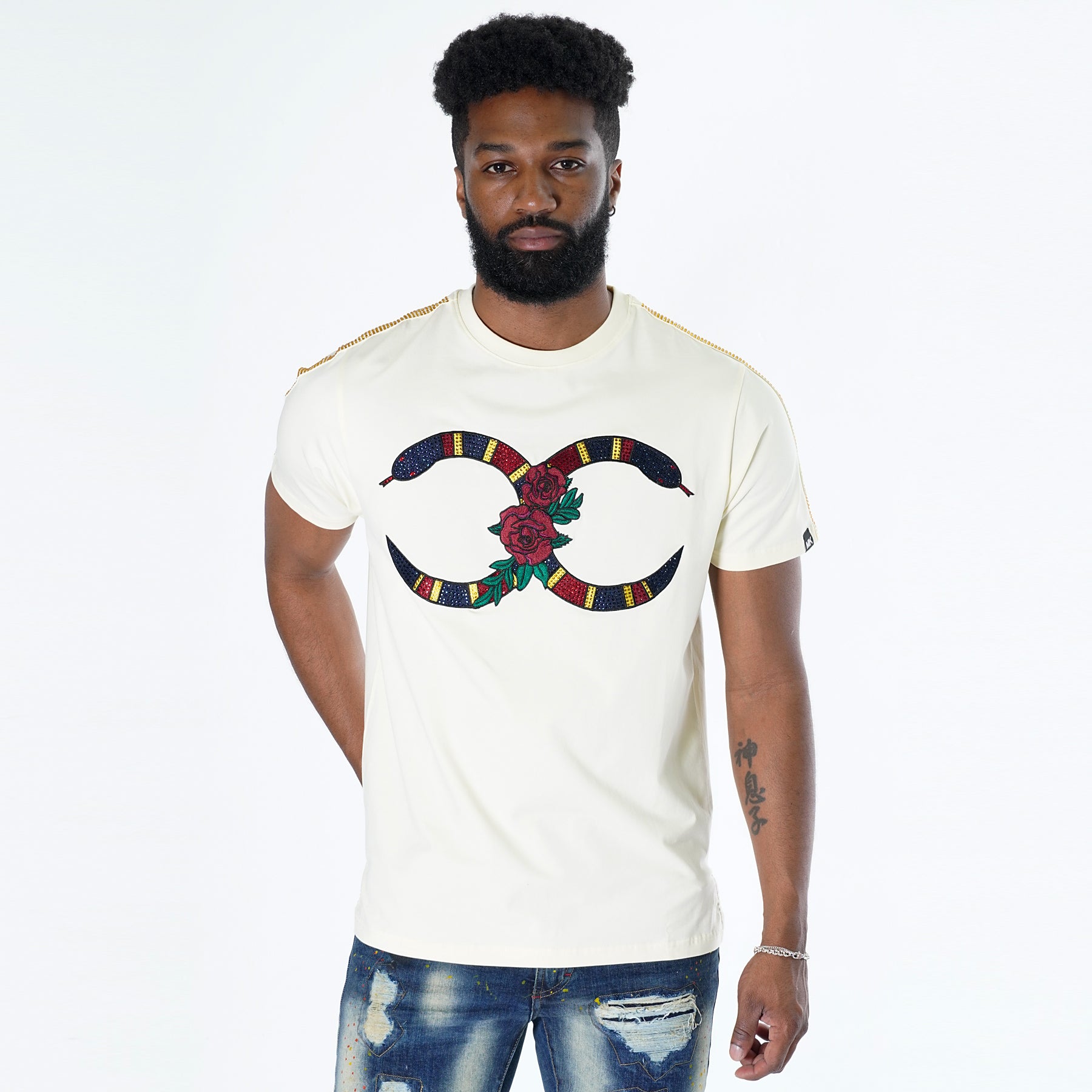 M180 Makobi Rose Snake Tee - Natural