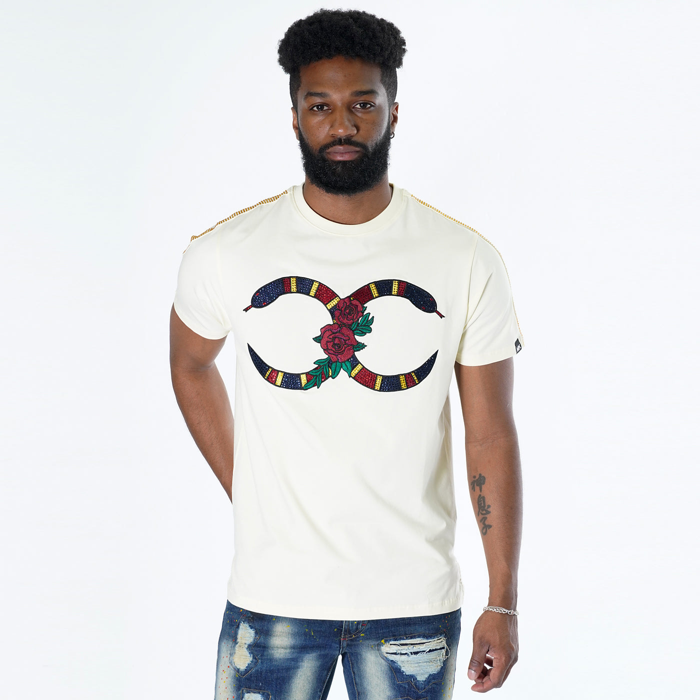 M180 Makobi Rose Snake Tee - Natural