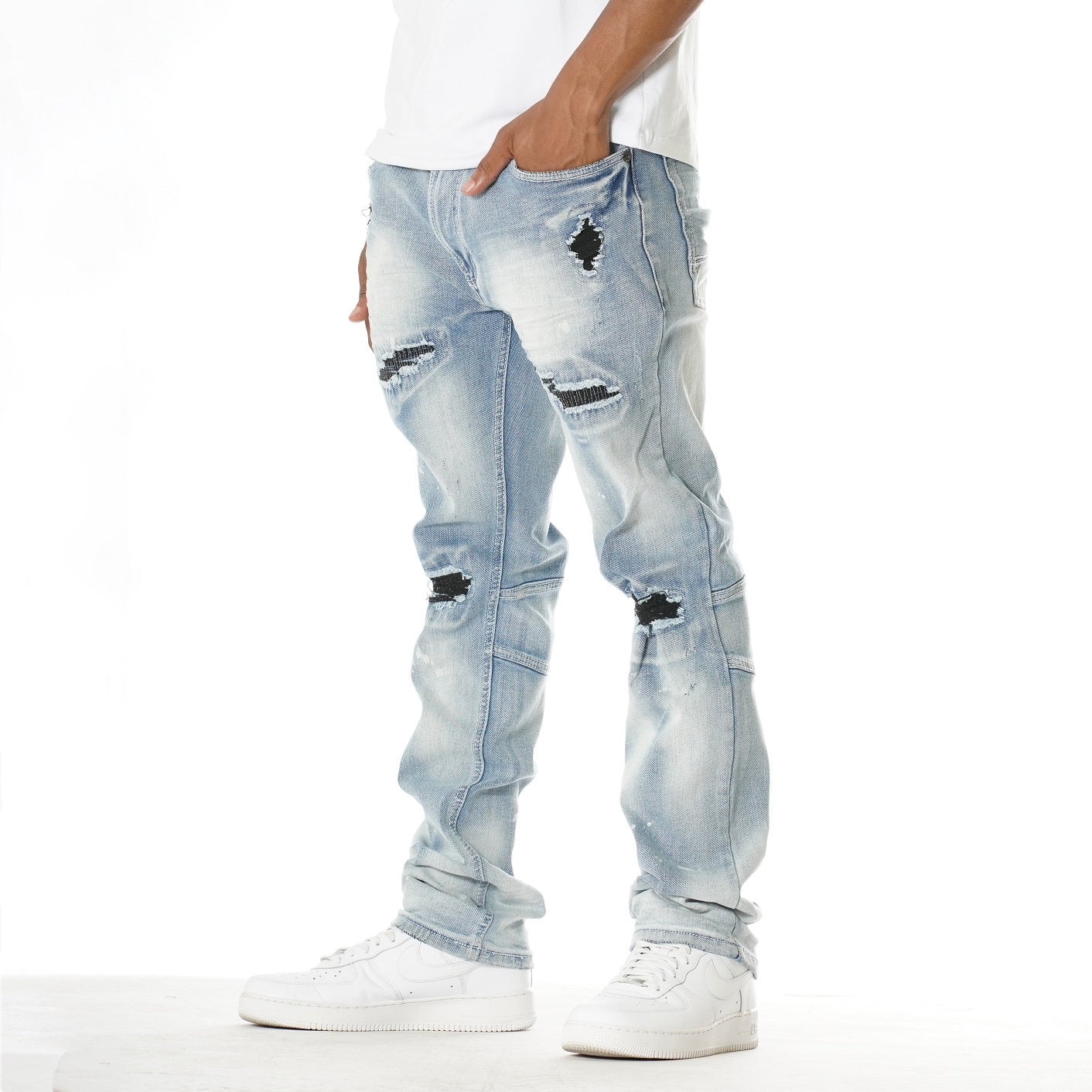 M1911 Rona Shredded Jeans - Light Wash