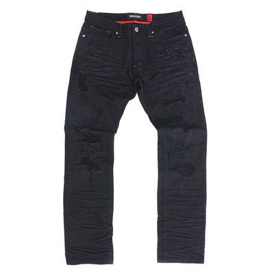 M1928 All Over Shredded Jeans - Black/Black