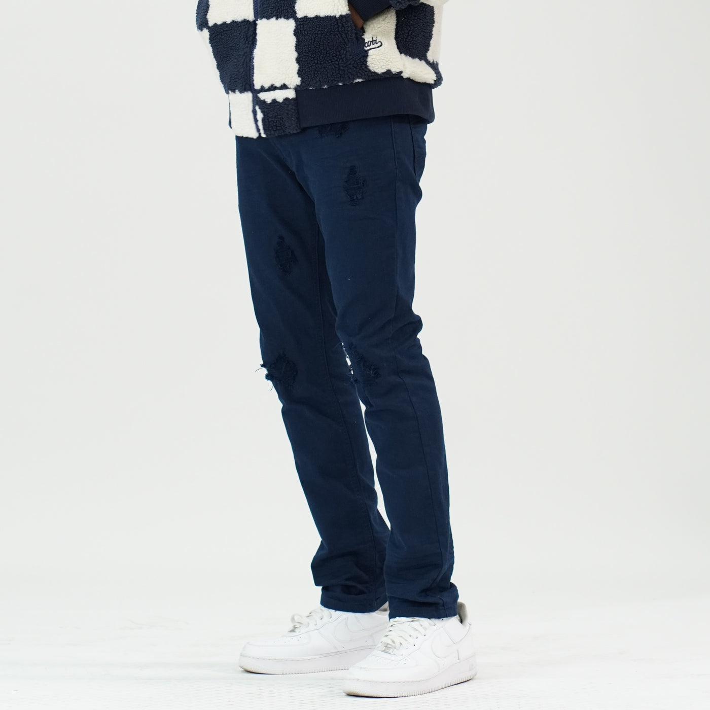 M1932 Makobi Brighton Shredded Twill Jeans - Navy