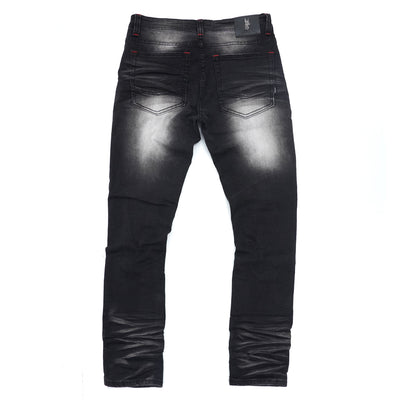 M1940 Naxos Biker Jeans- Black Wash/Red