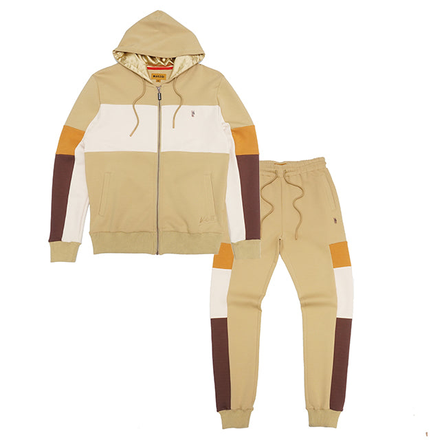 M2323 Paolo Fleece Jacquard Hoodie Track Ṣeto - Khaki 