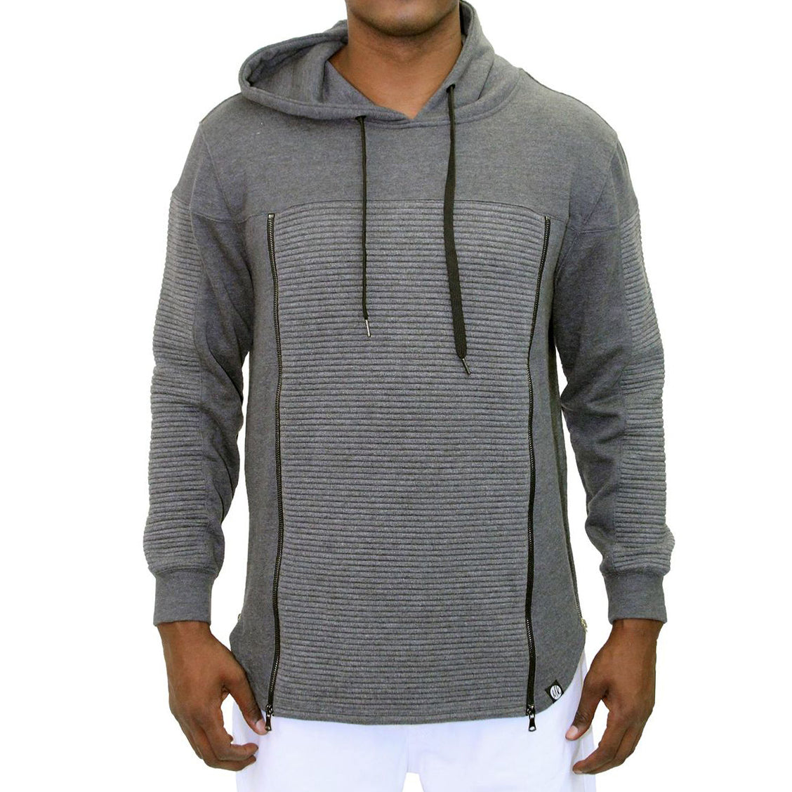 M312 Makobi Biker Panel Pullover Hoody - Gray