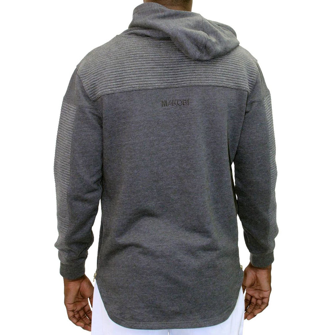 M312 Makobi Biker Panel Pullover Hoody - Grey