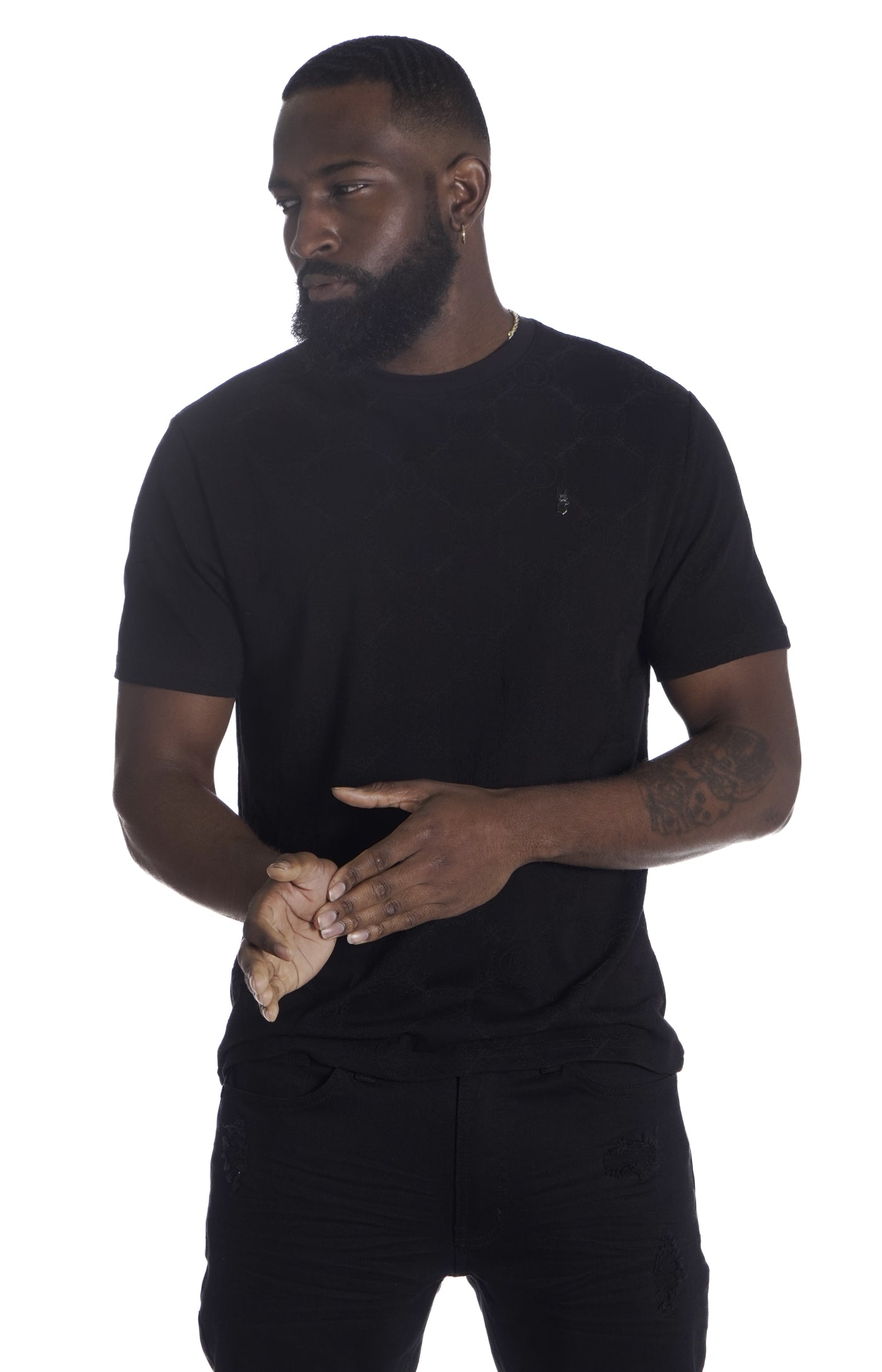 M335 Caspar Embossed Tee - Black