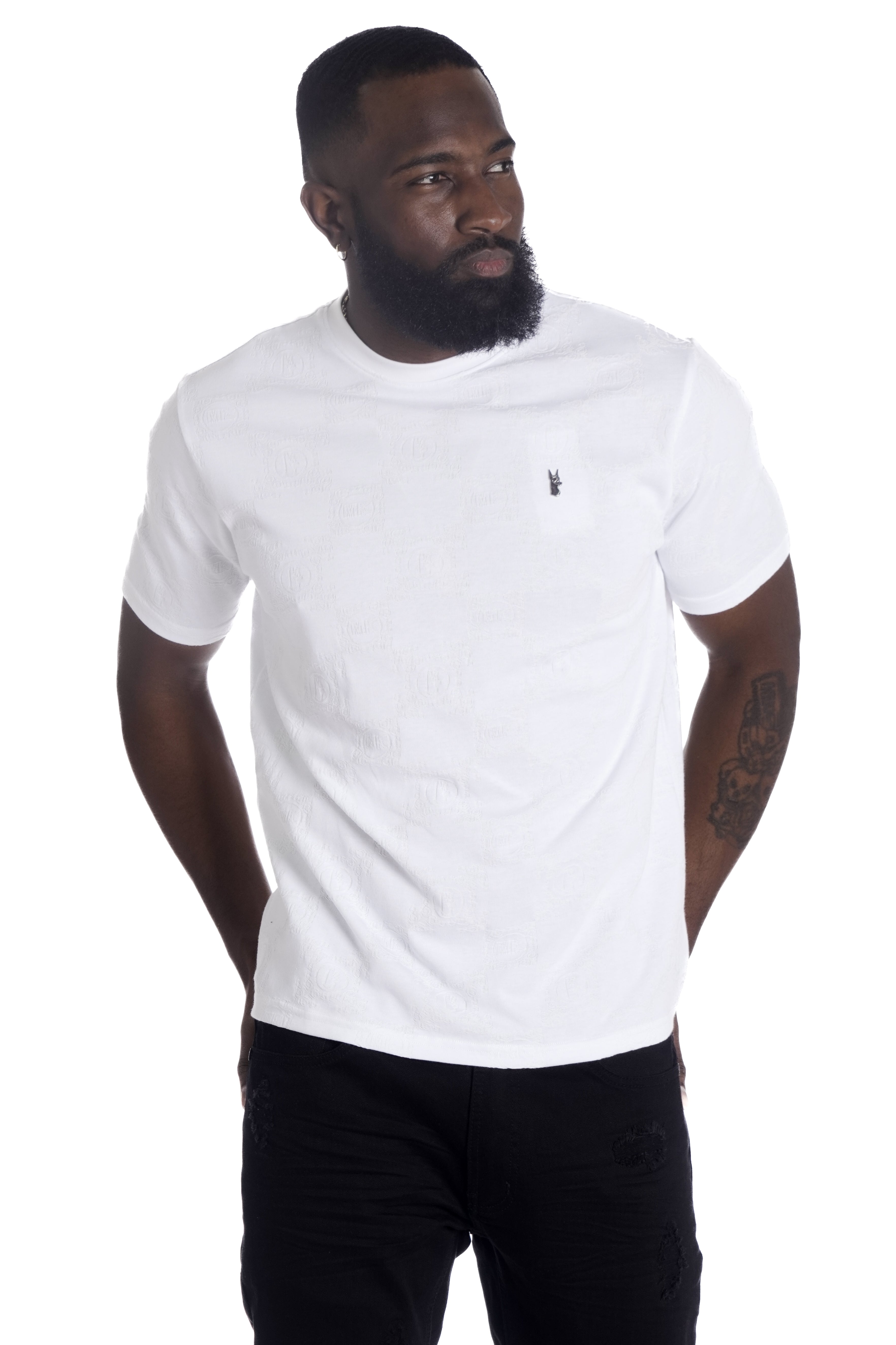 M335 Caspar Embossed Tee - White