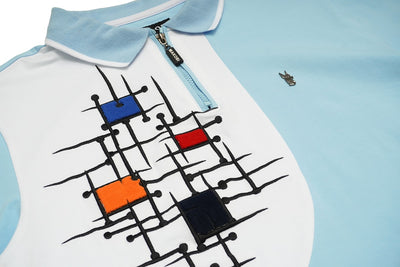 M351 Makobi Color Block Polo Shirt - Blue