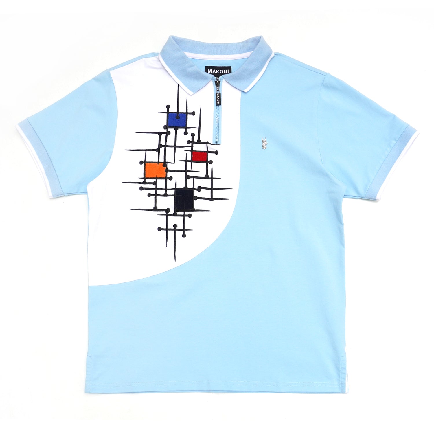 M351 Makobi Color Block Polo Shirt - Blue