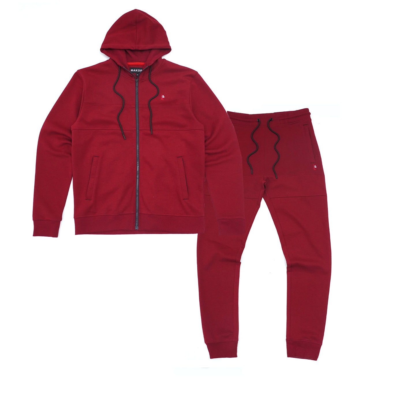 M3707 Tech Fleece Zip Up Hoodie Set - Burgundy