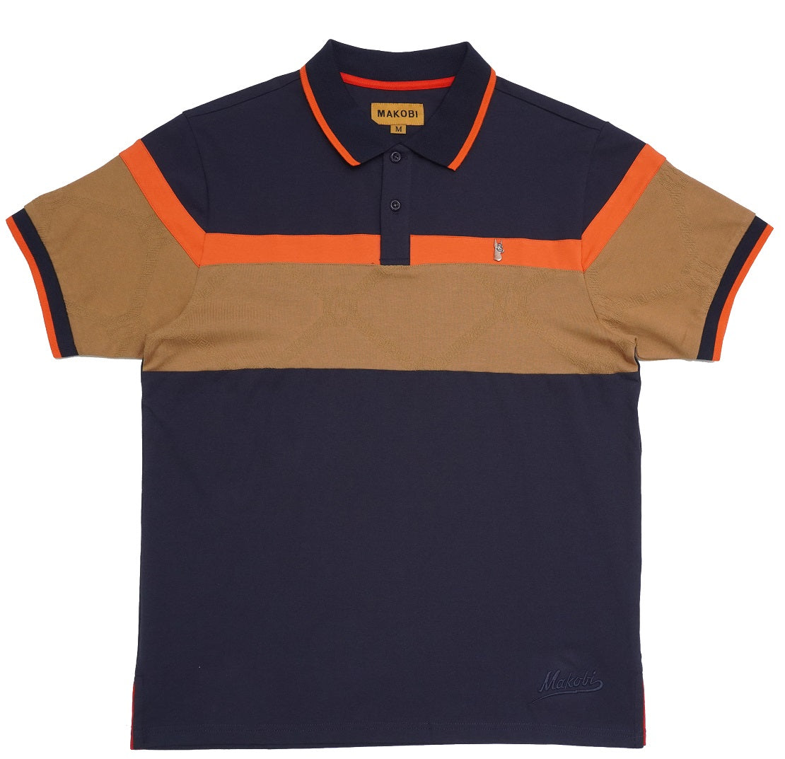 M392 Makobi Monogram Horizon Polo Shirt - Navy