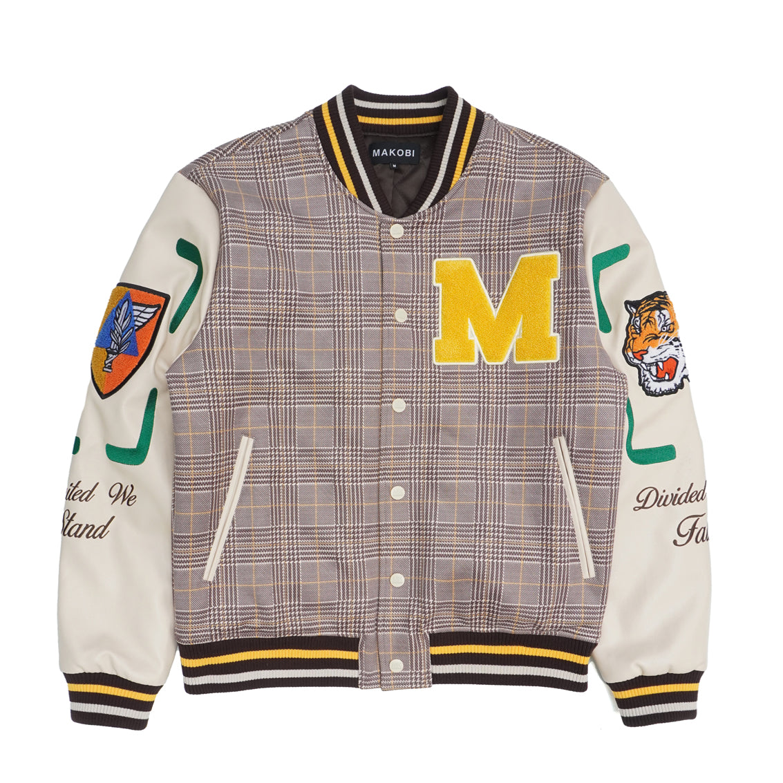 M4315 Vercelli Plaid Varsity Jacket - Khaki