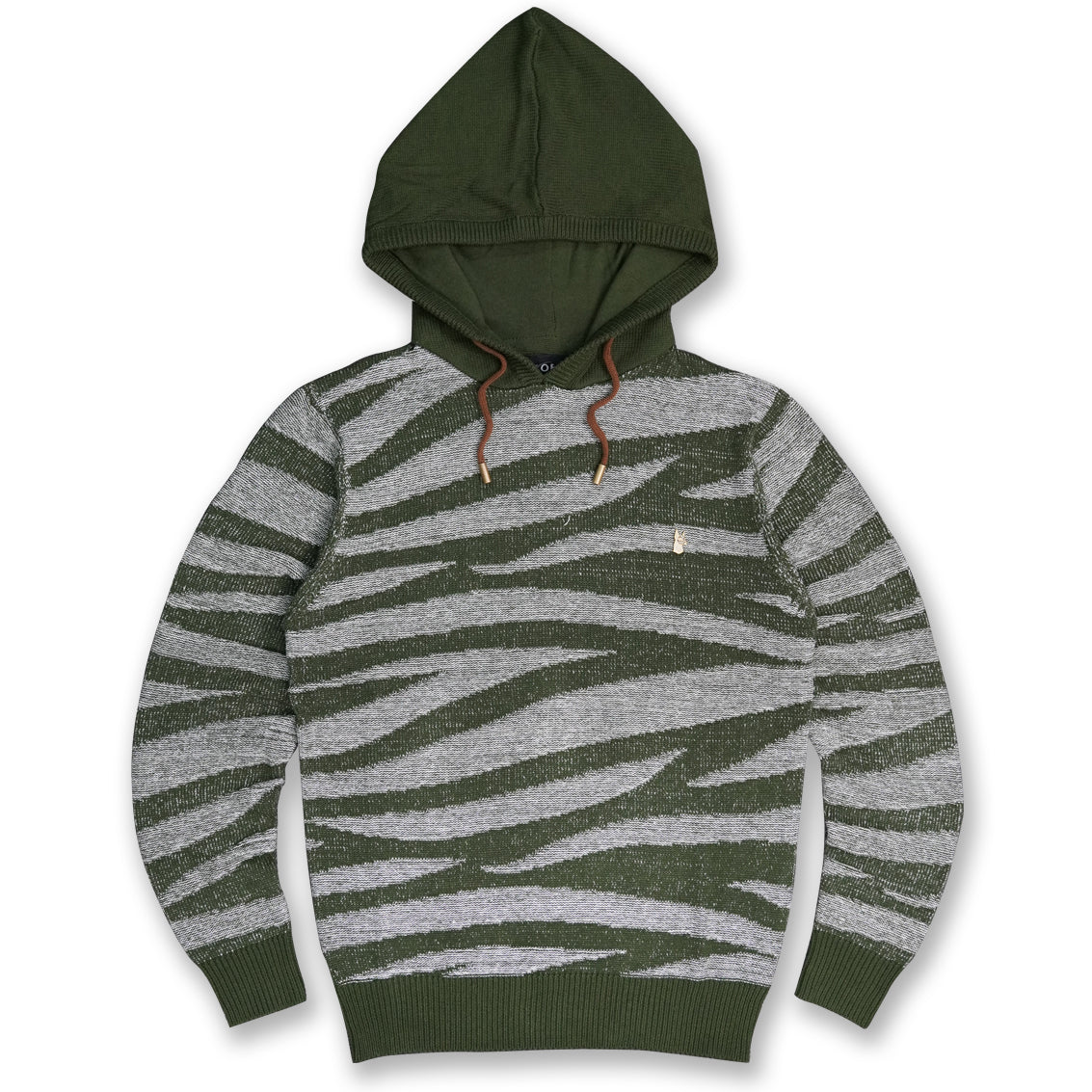 M5050 Tiger Knit Hoody siweta - Olifi