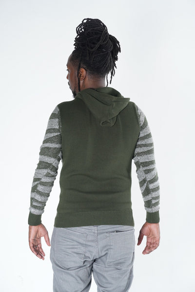 M5050 Tiger Knit Hoody siweta - Olifi