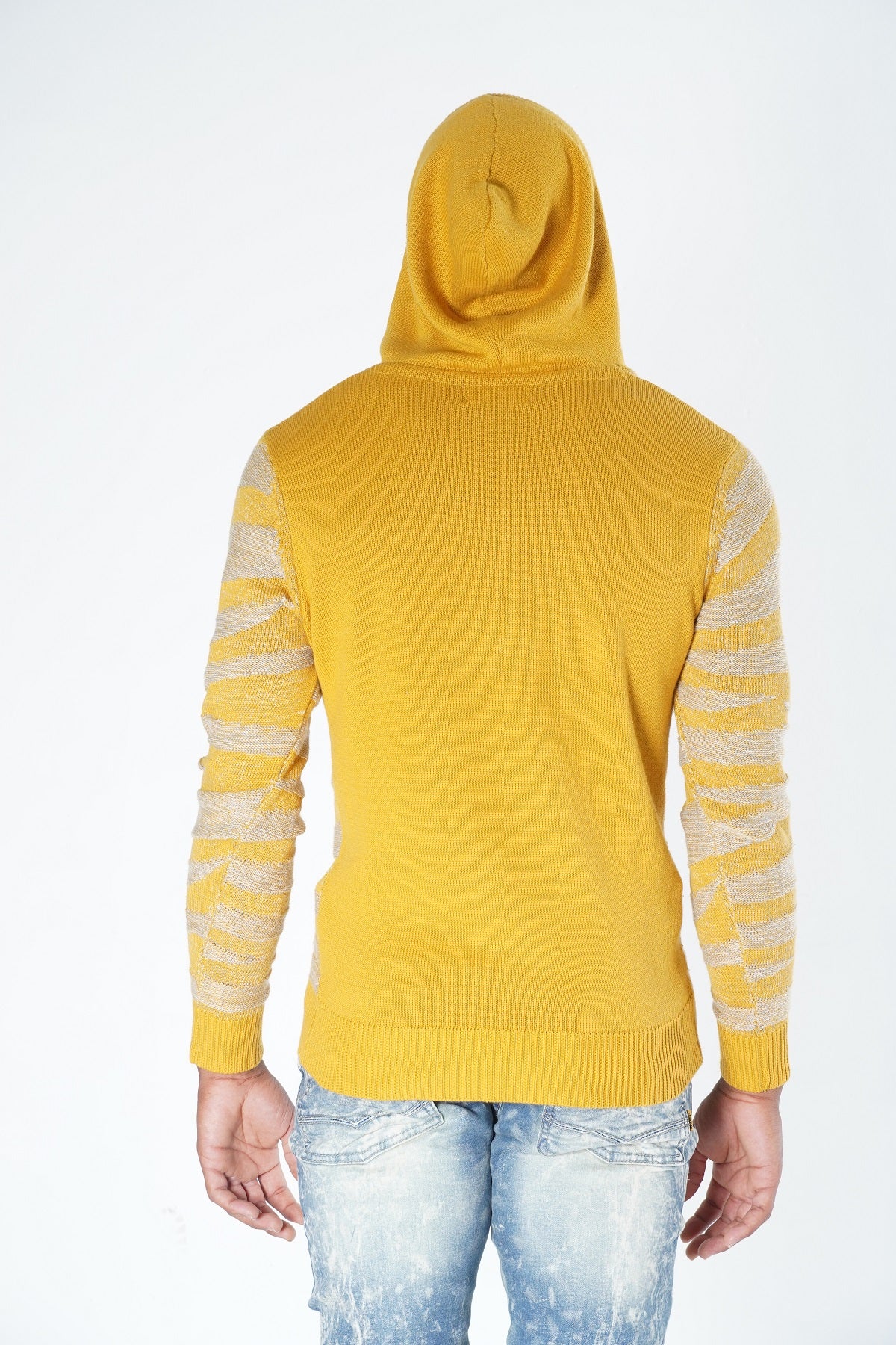 M5050 Tiger Knit Hoody Sweater - Wheat