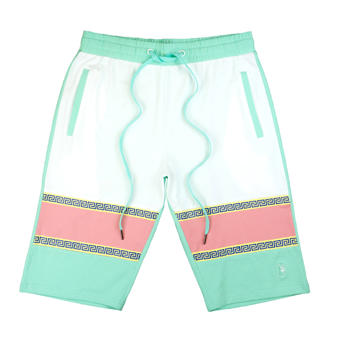 M550s Makobi Lion Greek Key Shorts - White & Kiwi