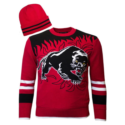 M5656 Panther Knit Sweater Pẹlu Hat - Red