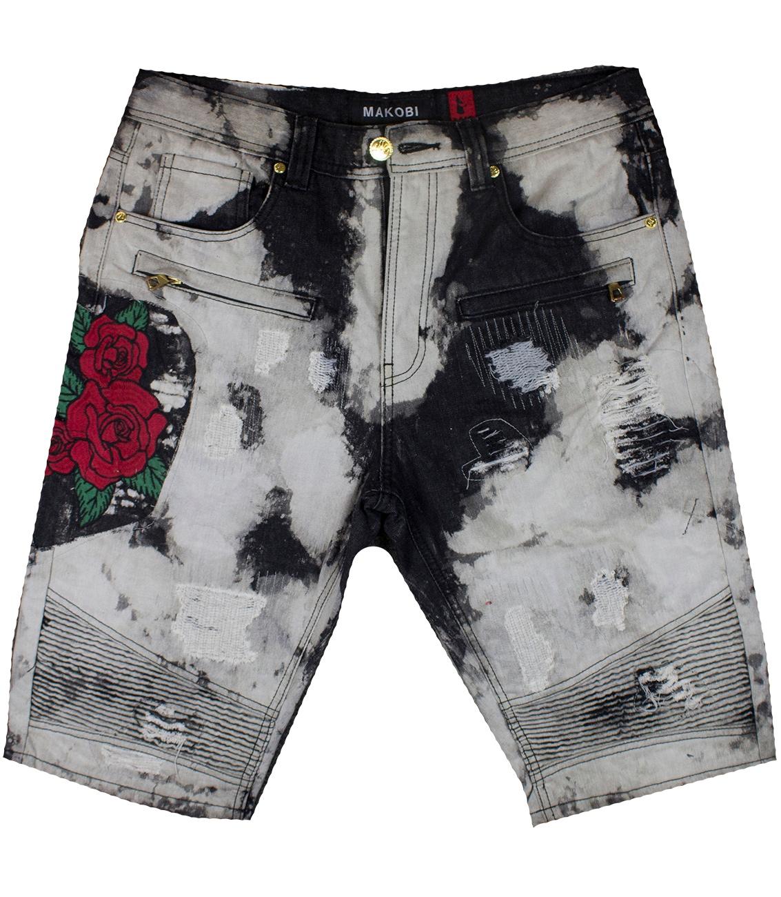 M761 Makobi Biker Rose Shorts - Black