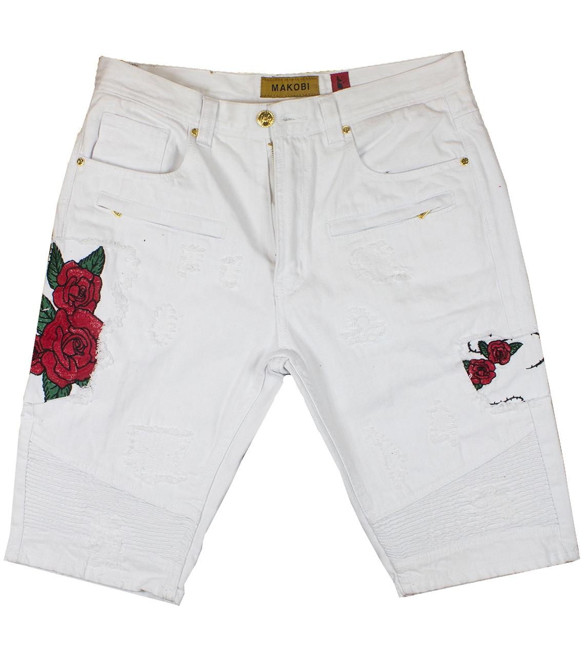 M761 Makobi Biker Rose Shorts - White