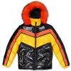 M7730 Michael PU Coated Puffer Jacket -Black/Orange