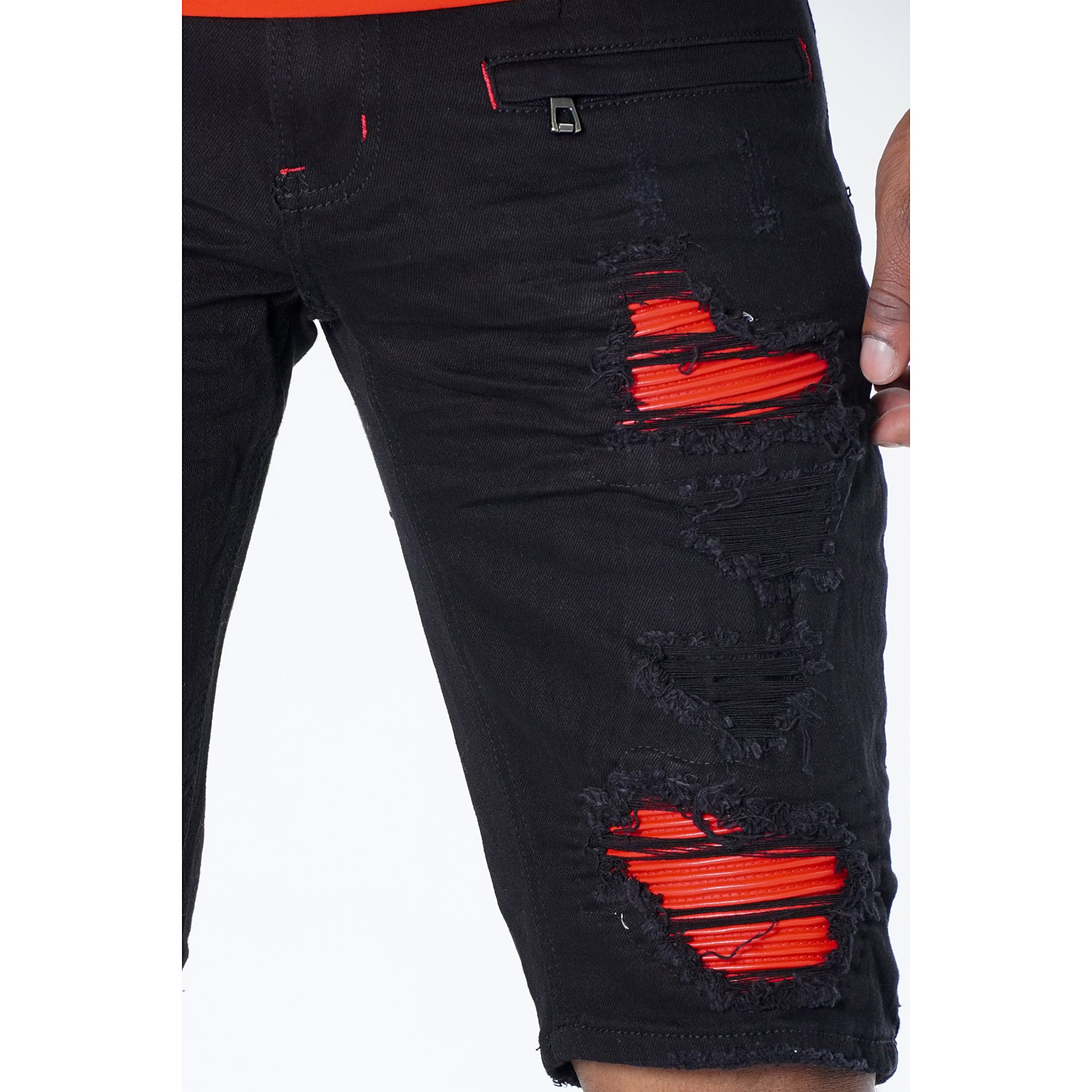 M970 Galveston Biker Shredded Kukuru - Black-Red