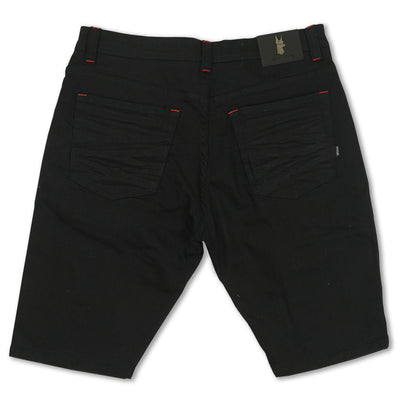 M970 Galveston Biker Shredded Shorts - Black-Red