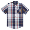 V845 Veno Button-Down Plaid Short Sleeves - Navy